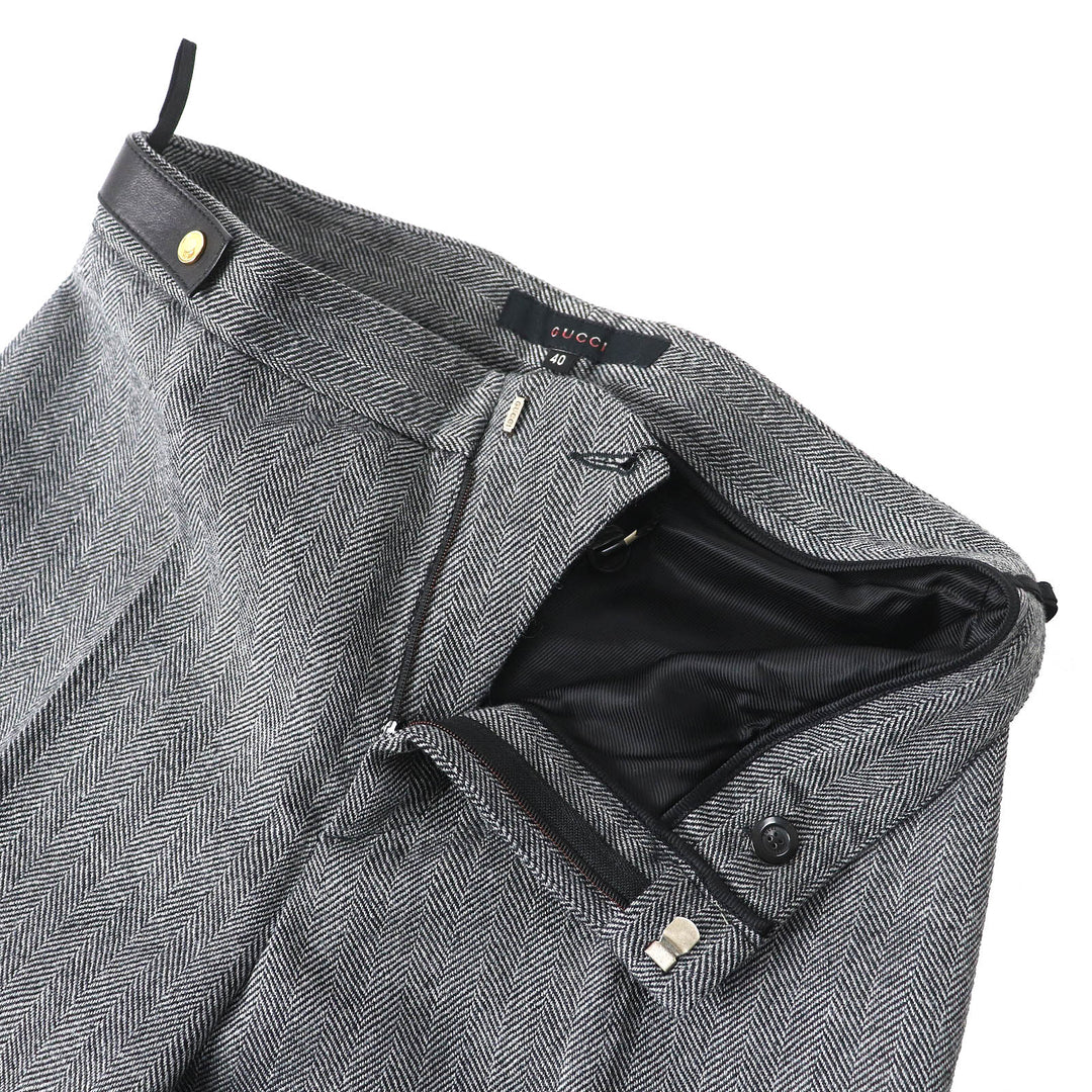 Pristine GUCCI Pants Tom Ford period herringbone pattern with leather belt Gray Women 40