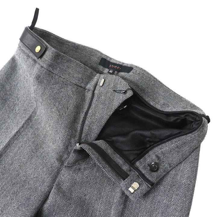 Pristine GUCCI Pants Tom Ford period herringbone pattern with leather belt Gray Women 40