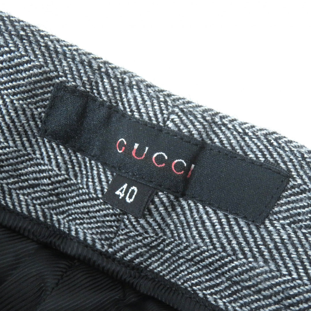 Pristine GUCCI Pants Tom Ford period herringbone pattern with leather belt Gray Women 40