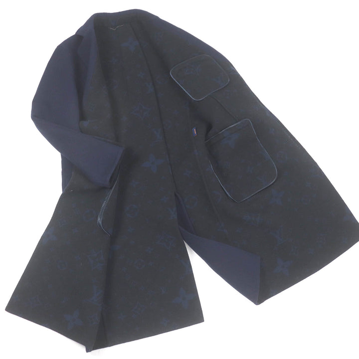 Great LOUIS VUITTON Chester coat Back monogram Navy wool mens 44 HJC55E