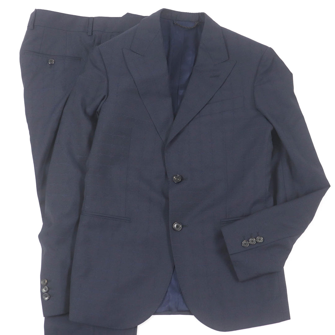 LOUIS VUITTON suit LV logo all-over pattern peak lapel single Navy mens 44