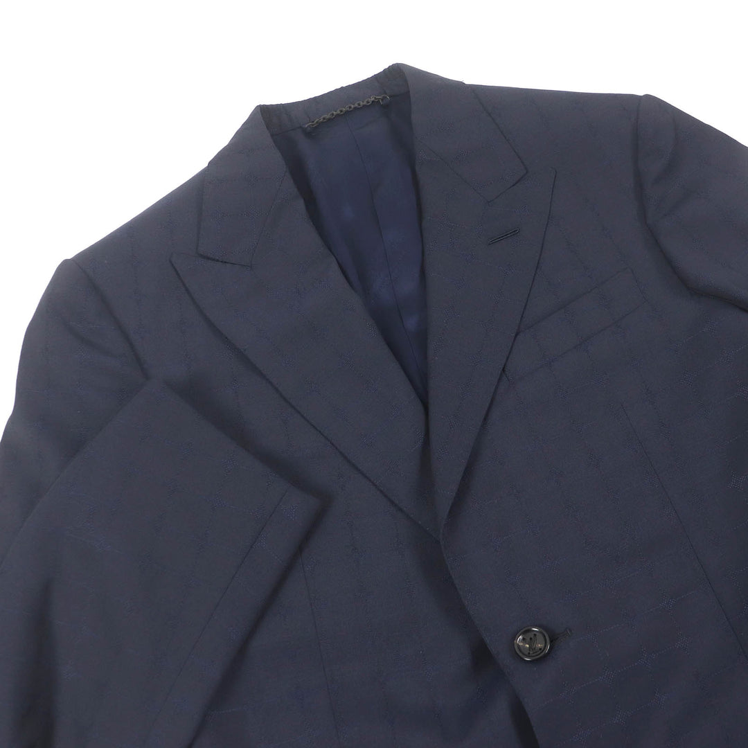 LOUIS VUITTON suit LV logo all-over pattern peak lapel single Navy mens 44