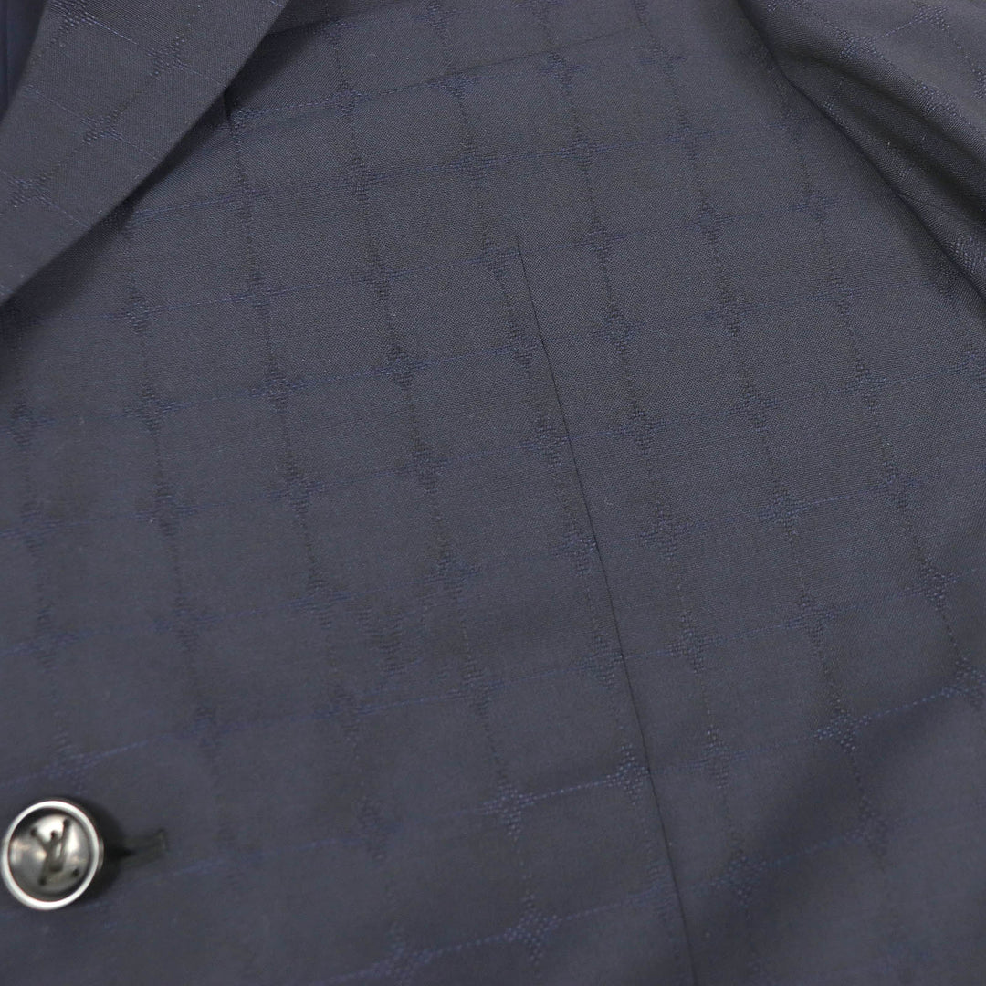LOUIS VUITTON suit LV logo all-over pattern peak lapel single Navy mens 44