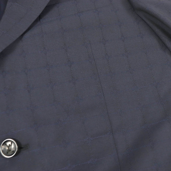 LOUIS VUITTON suit LV logo all-over pattern peak lapel single Navy mens 44