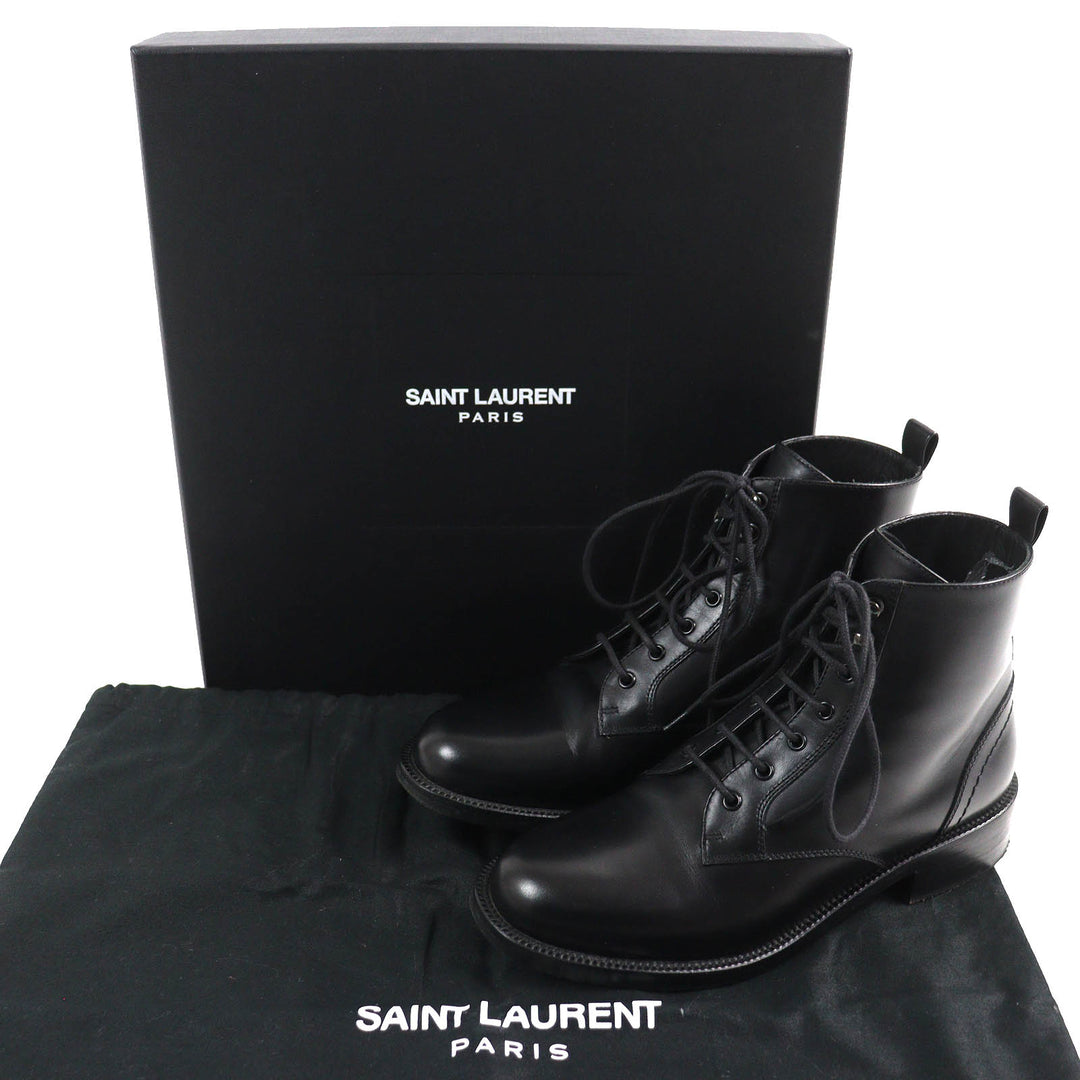 Great SAINT LAURENT PARIS short boots Lace-up Leather black Women 35.5 354530