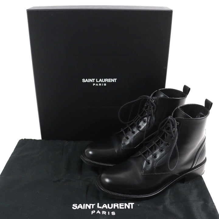Great SAINT LAURENT PARIS short boots Lace-up Leather black Women 35.5 354530