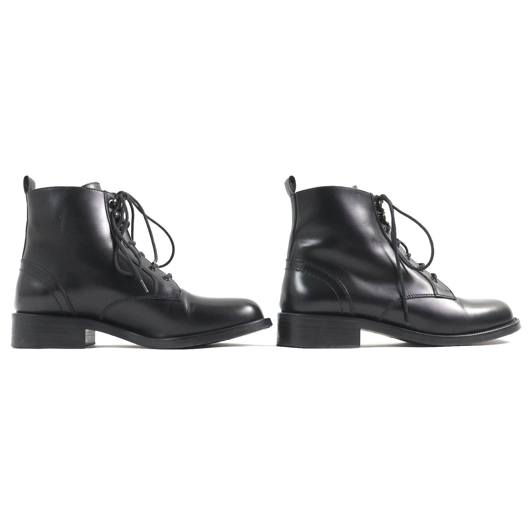 Great SAINT LAURENT PARIS short boots Lace-up Leather black Women 35.5 354530