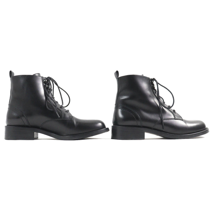 Great SAINT LAURENT PARIS short boots Lace-up Leather black Women 35.5 354530