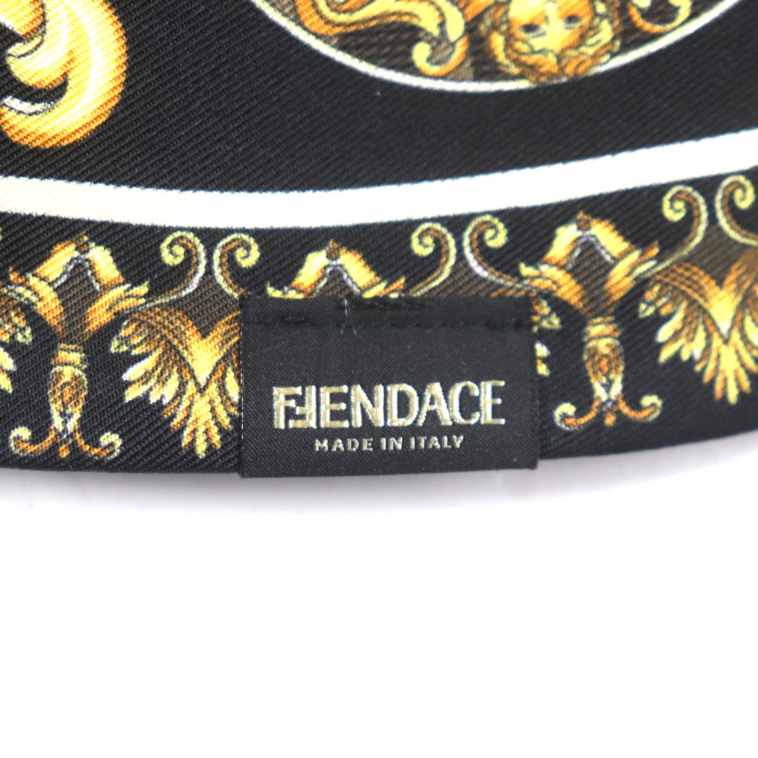 Excellent FENDI VERSACE hat Zucca Pattern FF logo reversible 100% silk mens M