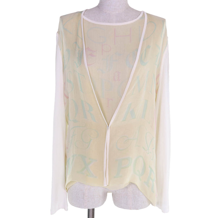 Very Good HERMES ensemble Margiela-era sleeveless cardigan Yellow white ー Women