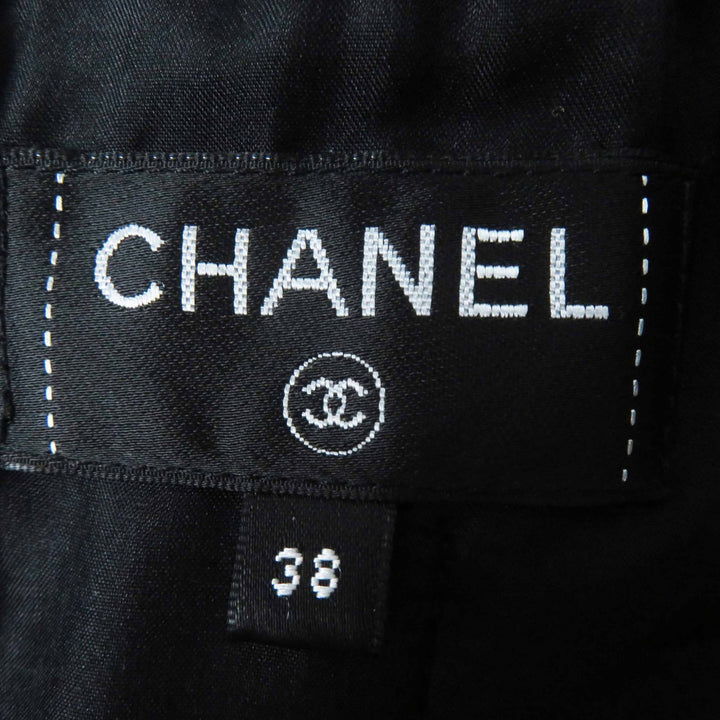Excellent CHANEL skirt Runway wear COCO Mark button tweed black multi Women 38