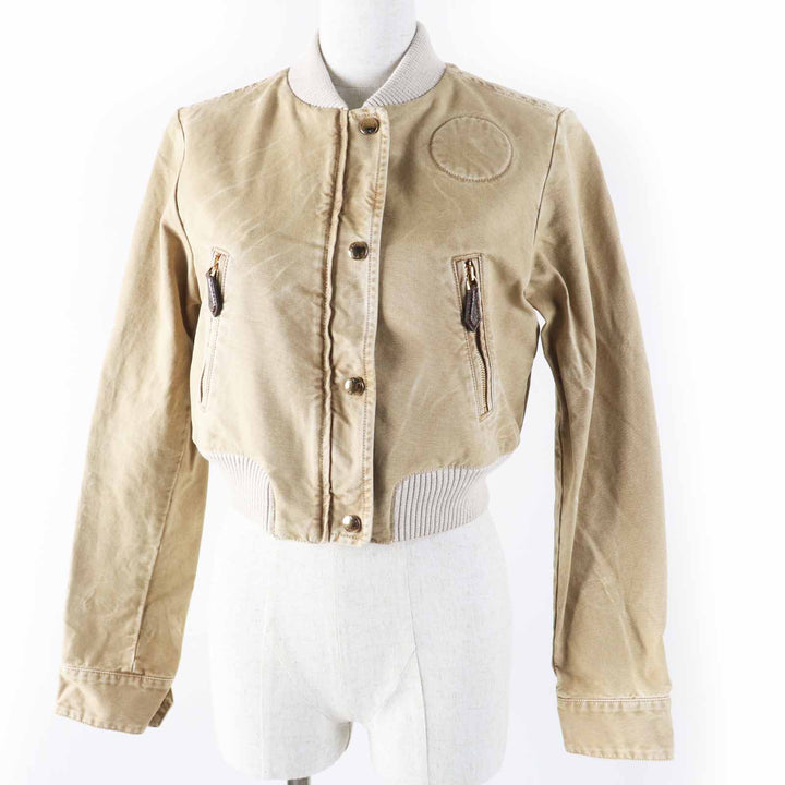 LOUIS VUITTON Jacket Washed denim cropped bomber jacket beige Women 34 1AB74I