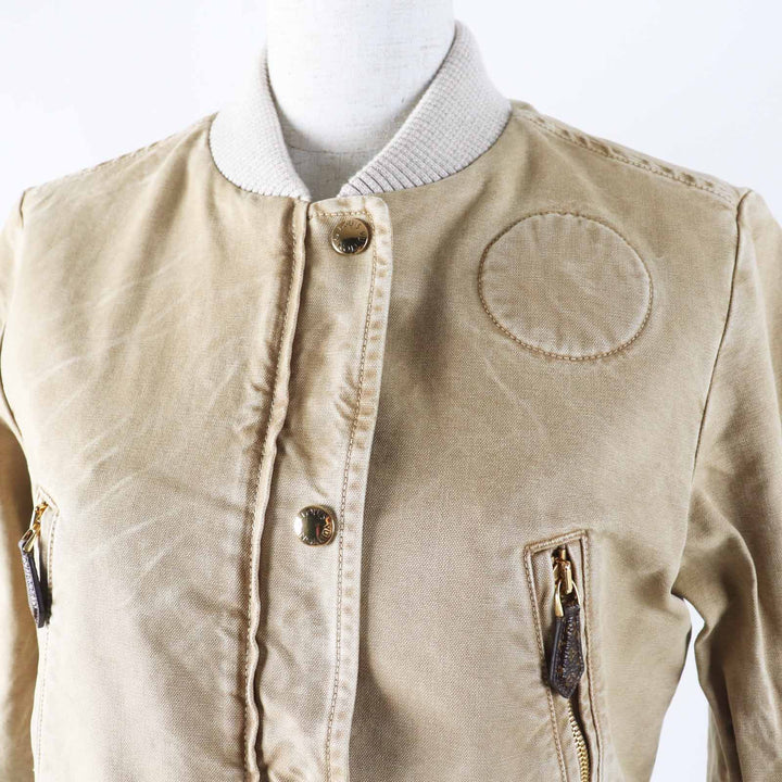 LOUIS VUITTON Jacket Washed denim cropped bomber jacket beige Women 34 1AB74I