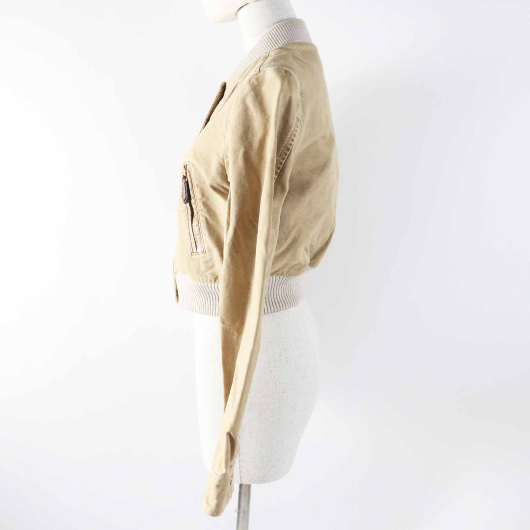 LOUIS VUITTON Jacket Washed denim cropped bomber jacket beige Women 34 1AB74I