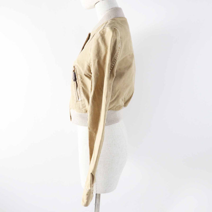 LOUIS VUITTON Jacket Washed denim cropped bomber jacket beige Women 34 1AB74I