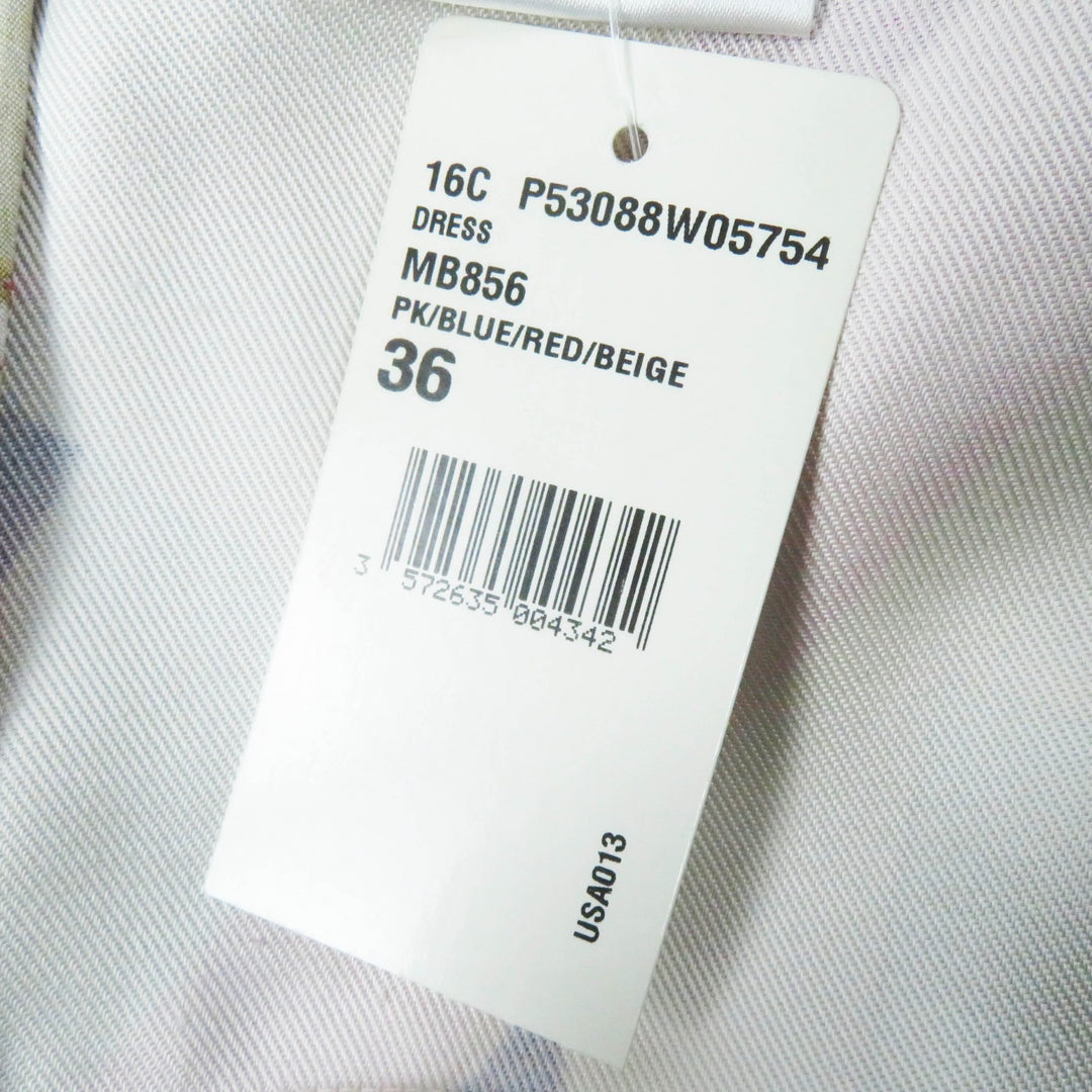 Pristine CHANEL one piece COCO MarkPattern Pink Blue Red Beige silk Women 36
