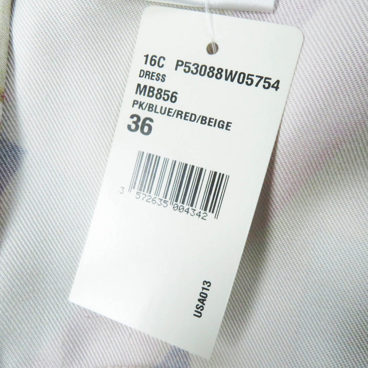 Pristine CHANEL one piece COCO MarkPattern Pink Blue Red Beige silk Women 36