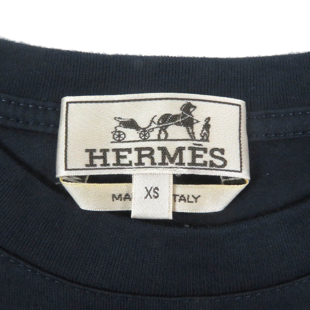 Great HERMES Short sleeve T-shirt Puzzle Eskettle Crew neck Navy cotton mens XS