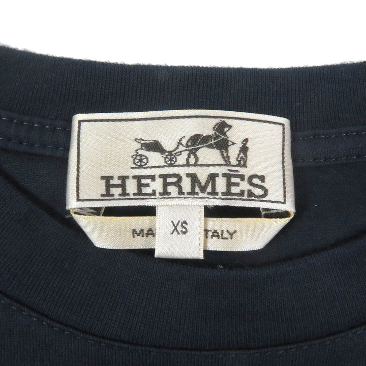 Great HERMES Short sleeve T-shirt Puzzle Eskettle Crew neck Navy cotton mens XS