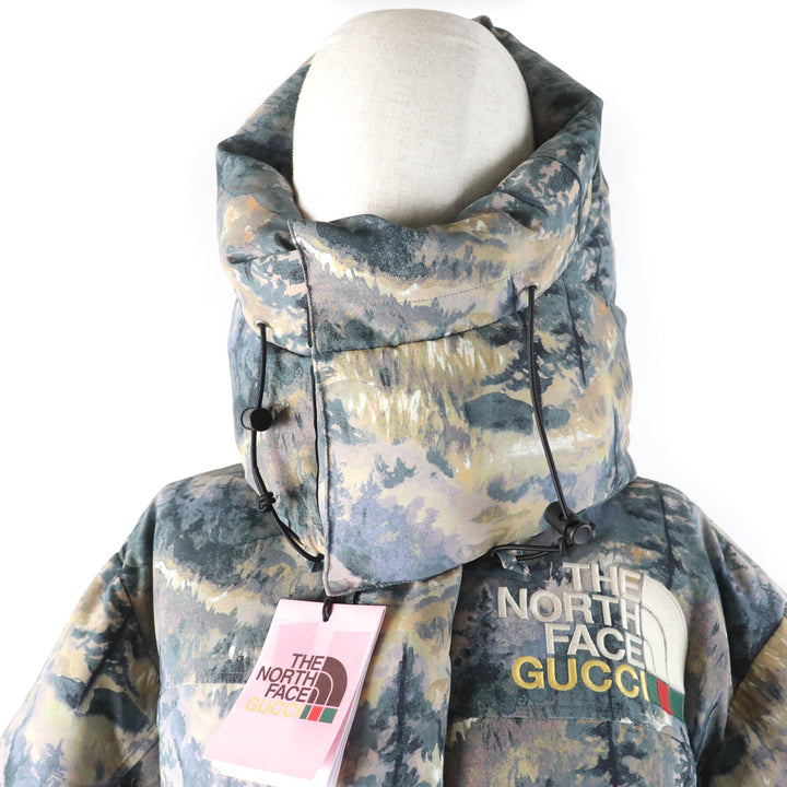 Pristine GUCCI×THE NORTH FACE down coat Forest print hooded S 663921