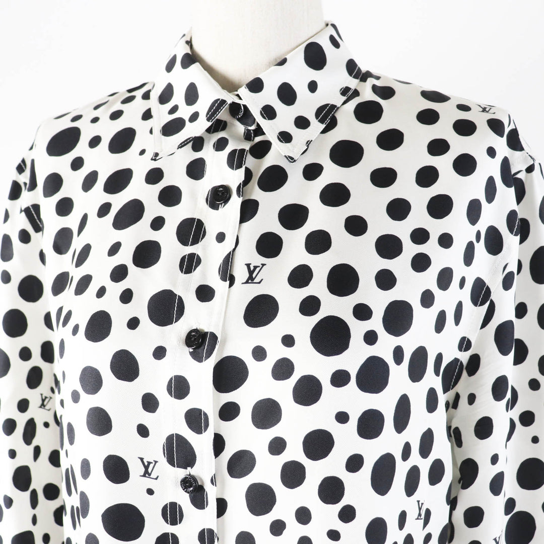 Excellent LOUIS VUITTON×Yayoi Kusama Long sleeve shirt infinity dot silk Women 36