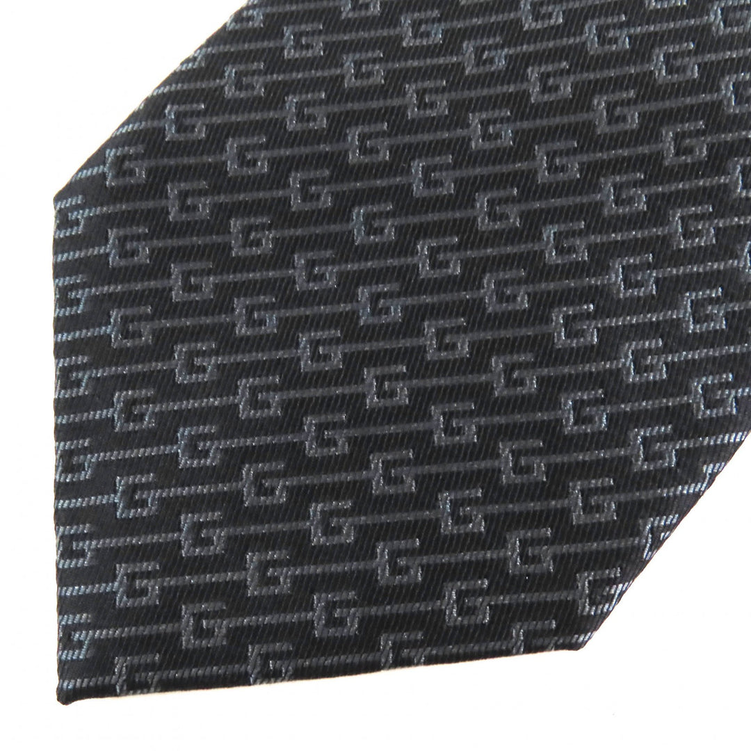 Excellent GUCCI tie G logo regimental stripes Dark brown gray silk mens