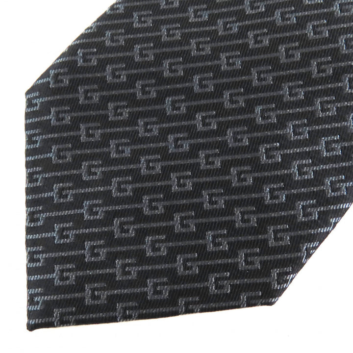 Excellent GUCCI tie G logo regimental stripes Dark brown gray silk mens