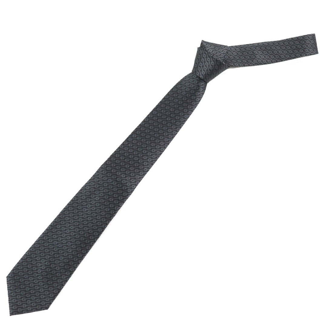 Excellent GUCCI tie G logo regimental stripes Dark brown gray silk mens