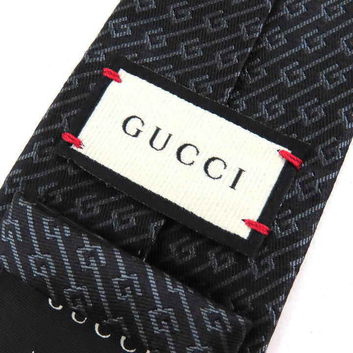 Excellent GUCCI tie G logo regimental stripes Dark brown gray silk mens