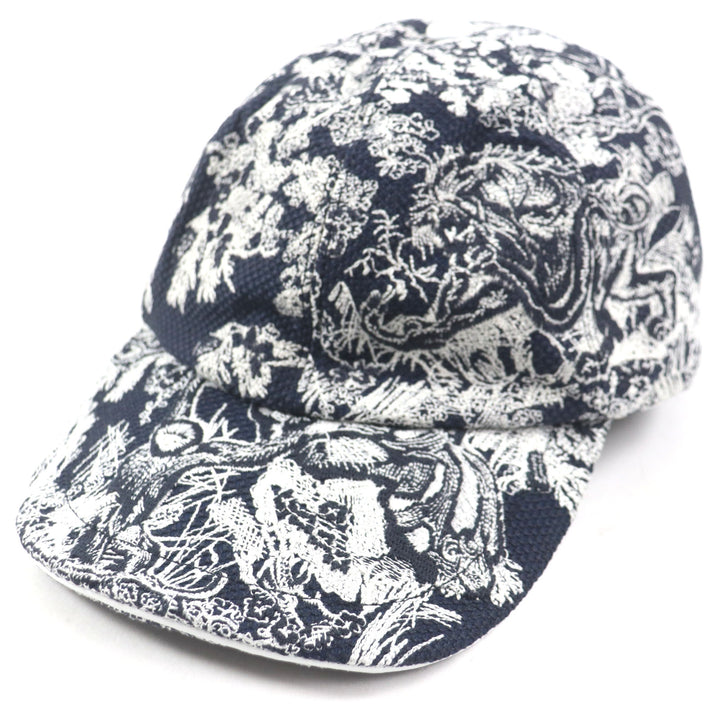 Pristine Christian Dior cap Toile du Jouy D-PLAYER hat White navy Women