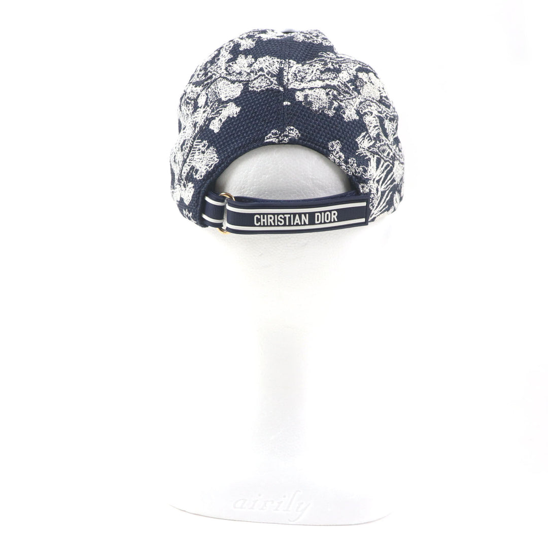 Pristine Christian Dior cap Toile du Jouy D-PLAYER hat White navy Women