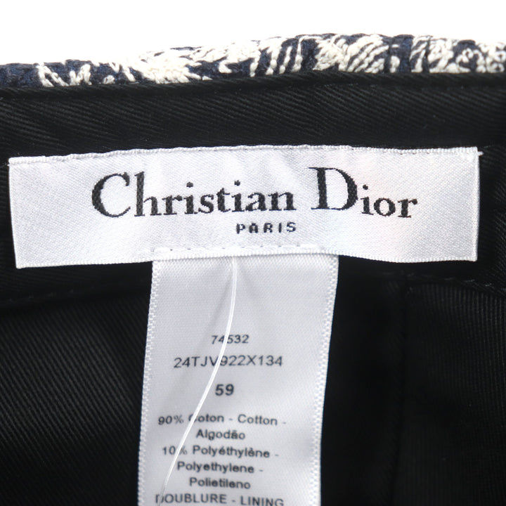 Pristine Christian Dior cap Toile du Jouy D-PLAYER hat White navy Women