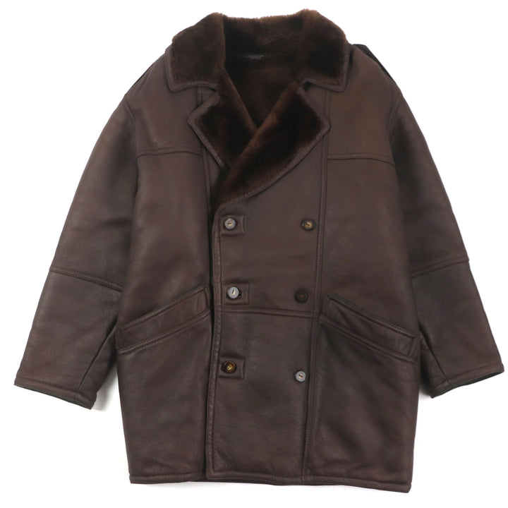 Very Good Nazareno Gabrielli Mouton coat shearling thick double breasted Dark brown Mouton mens 50