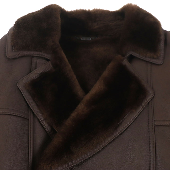 Very Good Nazareno Gabrielli Mouton coat shearling thick double breasted Dark brown Mouton mens 50