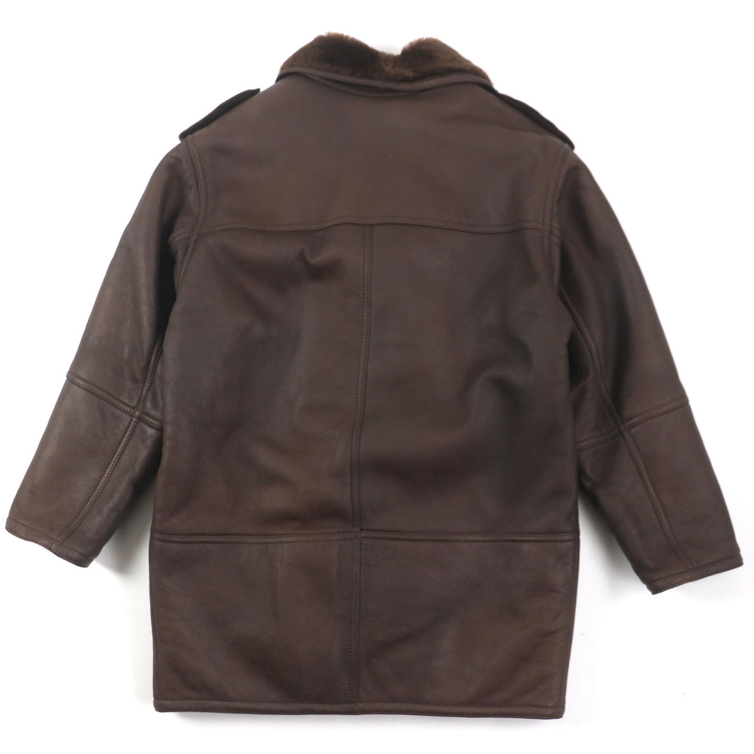 Very Good Nazareno Gabrielli Mouton coat shearling thick double breasted Dark brown Mouton mens 50