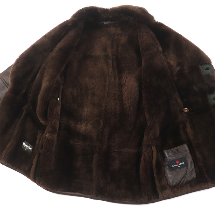 Very Good Nazareno Gabrielli Mouton coat shearling thick double breasted Dark brown Mouton mens 50