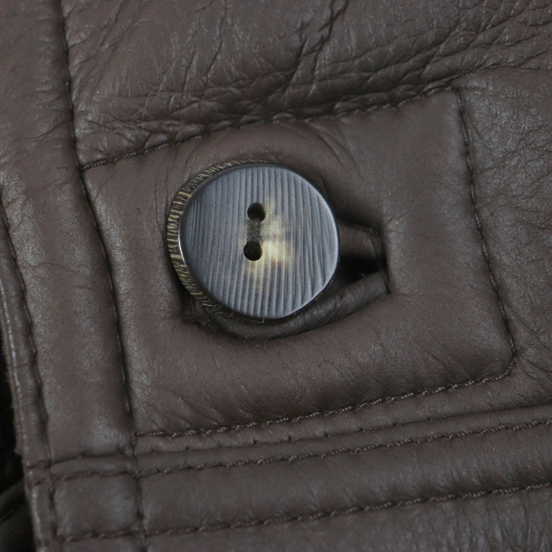 Very Good Nazareno Gabrielli Mouton coat shearling thick double breasted Dark brown Mouton mens 50