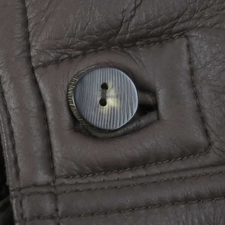 Very Good Nazareno Gabrielli Mouton coat shearling thick double breasted Dark brown Mouton mens 50