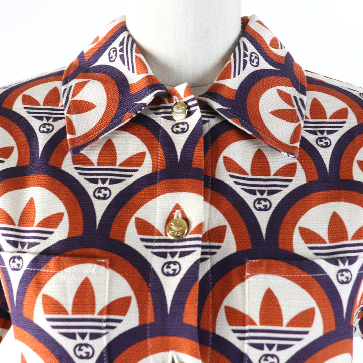 Pristine GUCCI×adidas Short sleeve shirt Trefoil logo Orange series Women 36