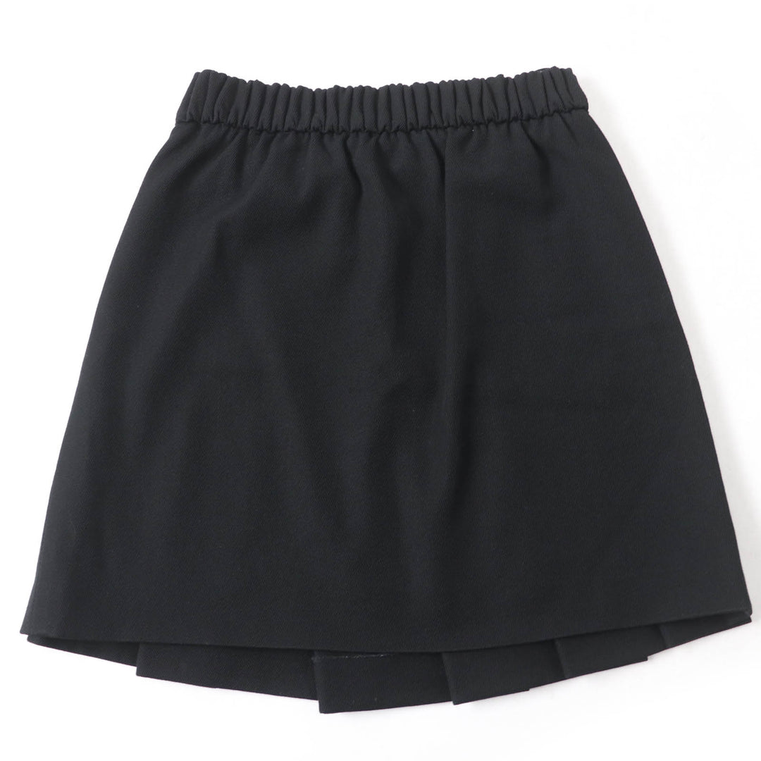 Great CHANEL Pleated skirt COCO Mark button black wool Women 34 P46707V34279
