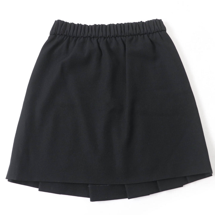 Great CHANEL Pleated skirt COCO Mark button black wool Women 34 P46707V34279