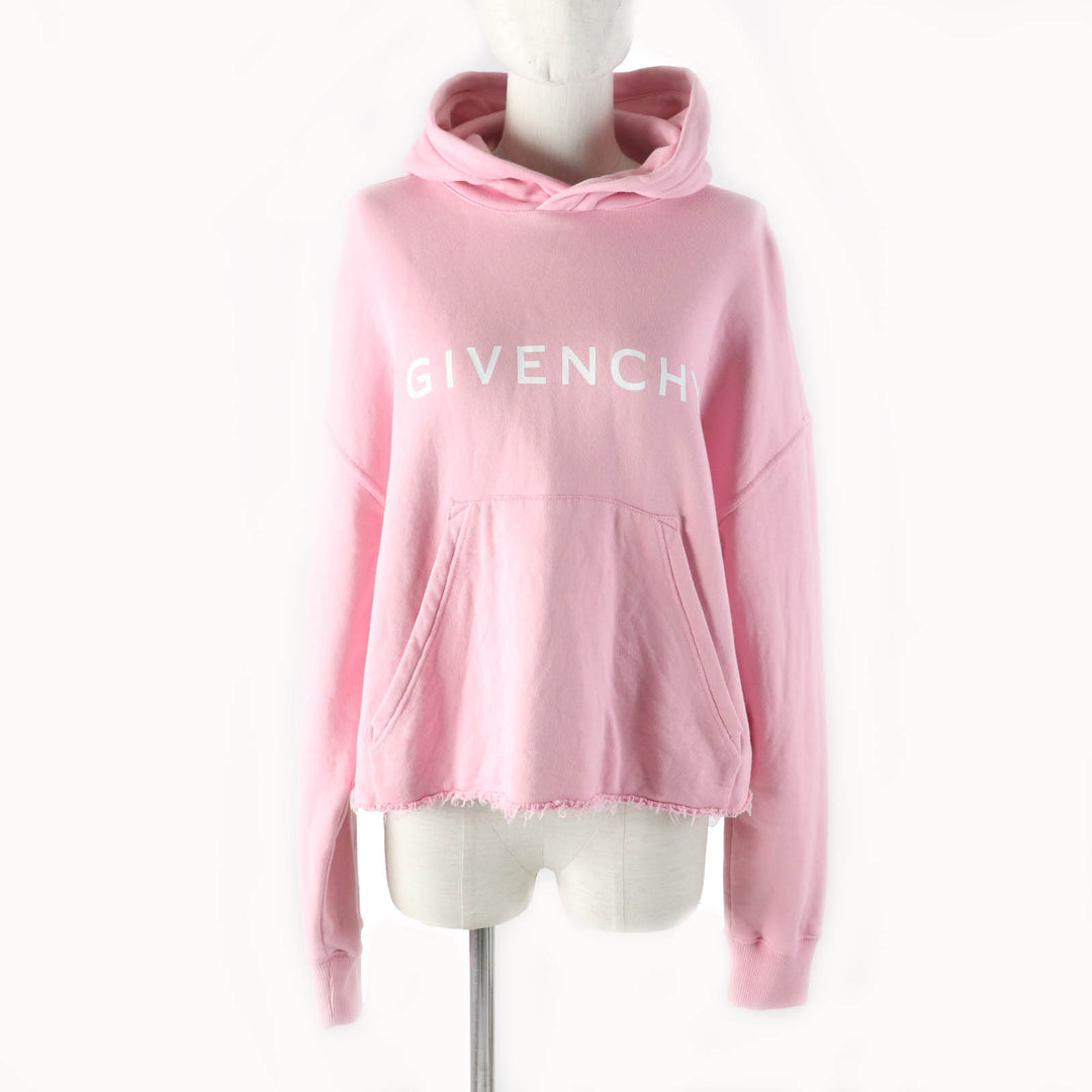 Excellent GIVENCHY hoodie Brand logo cropped hoodie pink cotton Women XS BWJ03M3YAC