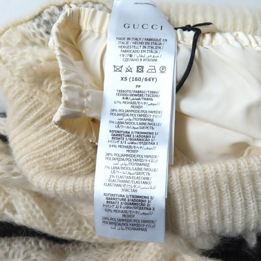 Pristine GUCCI×adidas Pants Trefoil 3 Stripes Mohair Knit Ivory black Women XS