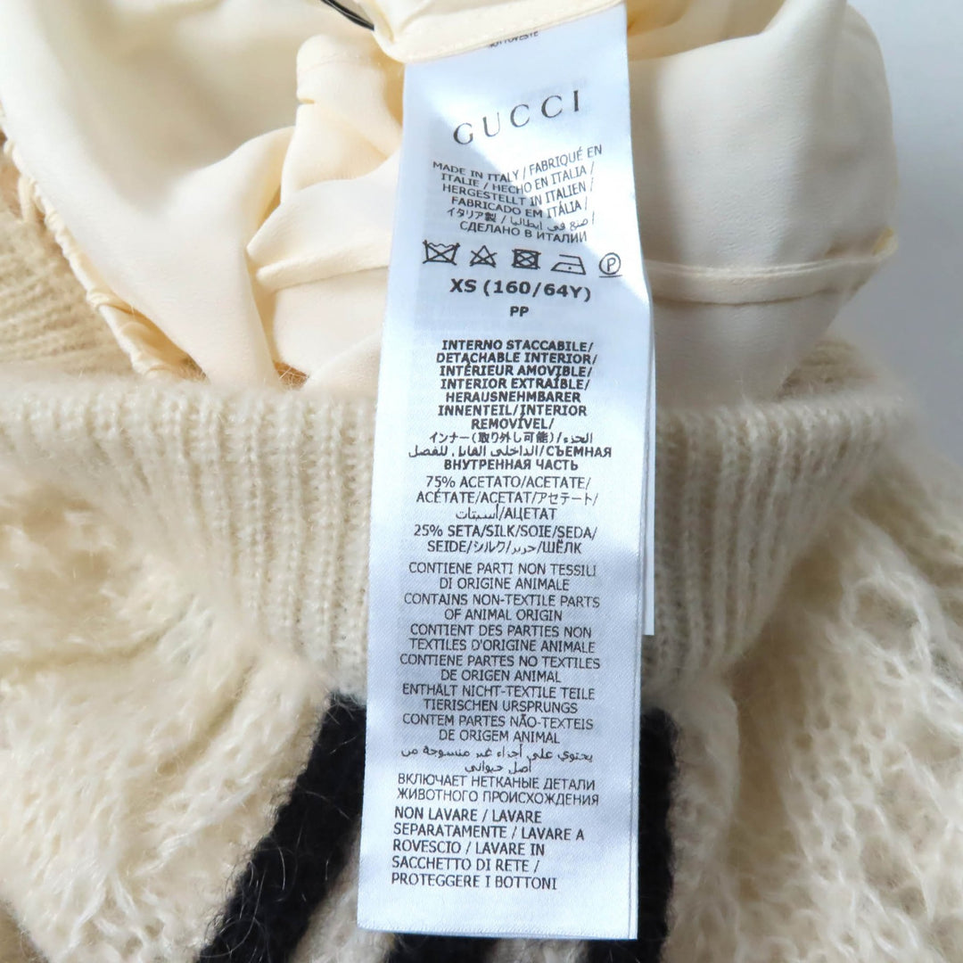 Pristine GUCCI×adidas Pants Trefoil 3 Stripes Mohair Knit Ivory black Women XS