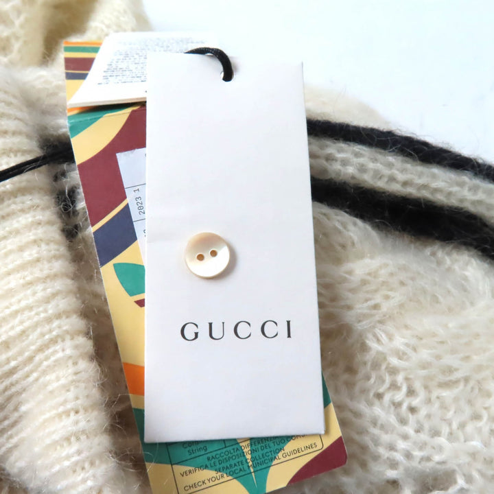 Pristine GUCCI×adidas Pants Trefoil 3 Stripes Mohair Knit Ivory black Women XS 721504
