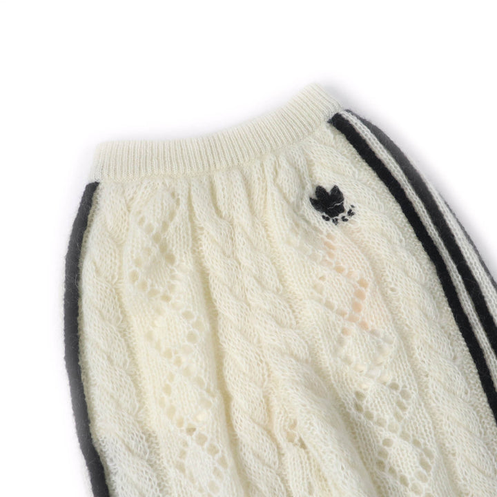 Pristine GUCCI×adidas Pants Trefoil 3 Stripes Mohair Knit Ivory black Women XS