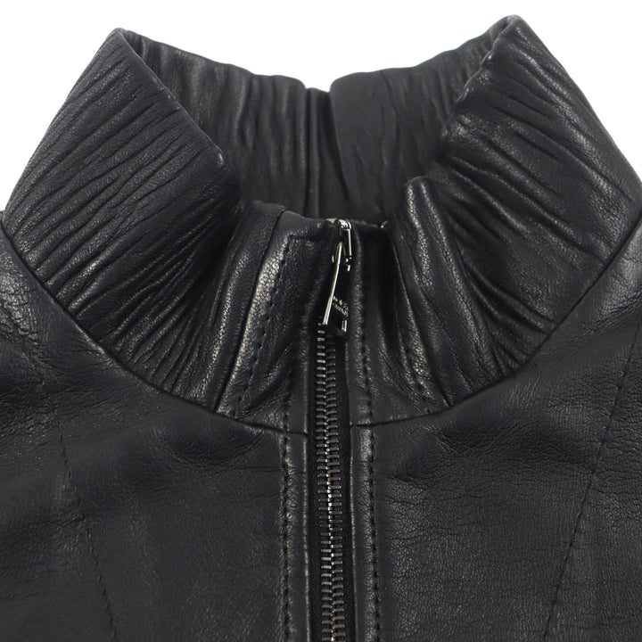Great DOLCE&GABBANA Leather jacket Black Tag Multi-Pocket Zip-Up Blouson black Lamb leather mens 44