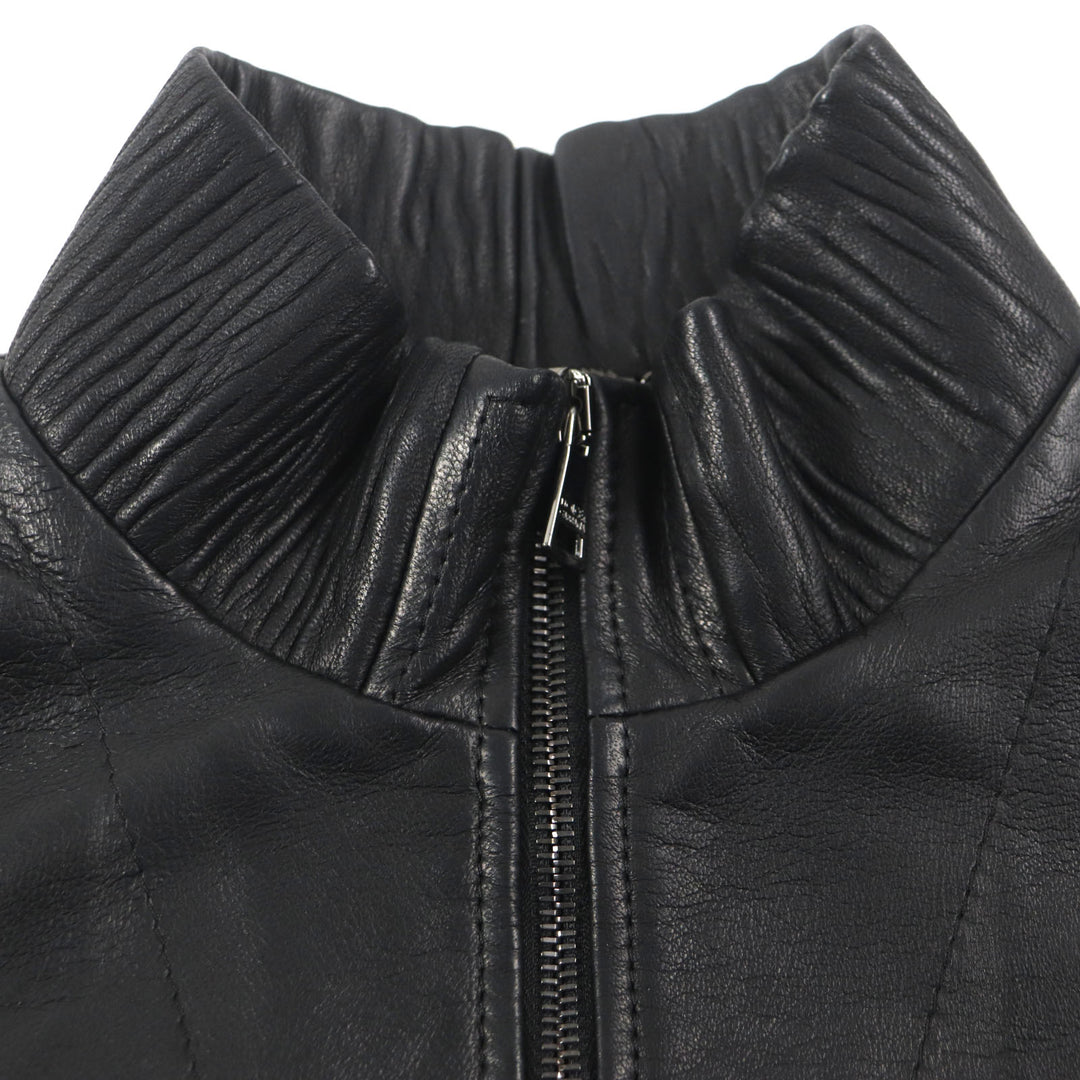 Great DOLCE&GABBANA Leather jacket Black Tag Multi-Pocket Zip-Up Blouson 44