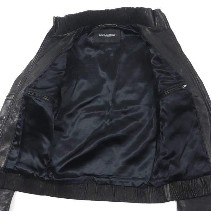 Great DOLCE&GABBANA Leather jacket Black Tag Multi-Pocket Zip-Up Blouson black Lamb leather mens 44