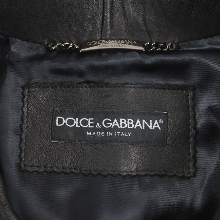 Great DOLCE&GABBANA Leather jacket Black Tag Multi-Pocket Zip-Up Blouson black Lamb leather mens 44